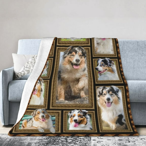 Wijzvio Australian Shepherd Dog Throw Blanket Soft Fuzzy Fleece Blanket For Couch Bed Living Room Decoration 40"X30"