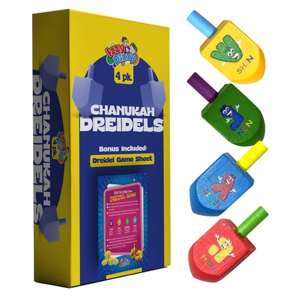 Dreidels Izzy 'n' Dizzy Juego de 4 de Madera Mediano 3.2 cm