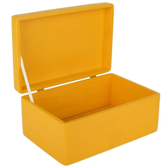 Creative Deco Grande Boîte de Rangement en Bois Jaune avec Couvercle à Charnière / 11.8 x 7.87 x 5.51 Pouces (+-0.5) / Boîte Cadeau pour Outils Jouets Chaussures Vêtements Cuisine / Coffre à Souvenirs en Bois