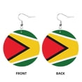 thumbnail image 2 of Round Leather Earrings For Women Guyana Flag Drop Earrings Lightweight Dangle Earrings, 2 of 6
