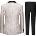thumbnail image 2 of Floral 3 Piece Tuxedos Suits for Men Jacquard Tailored Fit Bow Tie Suits One Button Jacket Pants Party Prom Set, 2 of 5