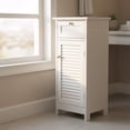 thumbnail image 6 of Slim Bathroom Storage Cabinet, 12.6" Narrow Tall Cabinet with Drawer & Louvered Door, Modern White Vertical Bathroom Tower with Ventilated Design, 6 of 11