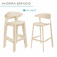 thumbnail image 4 of Set 4 Bancos Bar Cocina Desayunador Barra Respaldo Plástico Beige, 4 of 5