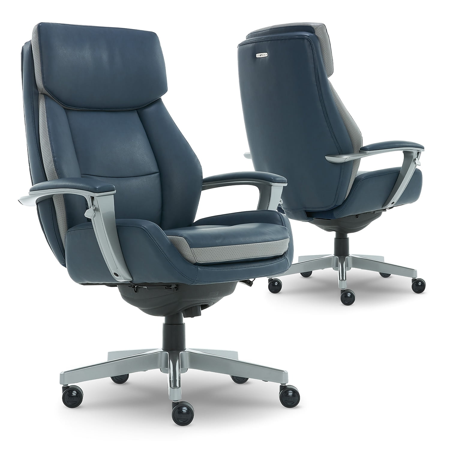 La-Z-Boy Alton Ergonomic Bonded Leather Swivel Executive Chair Blue  (60029-DS)