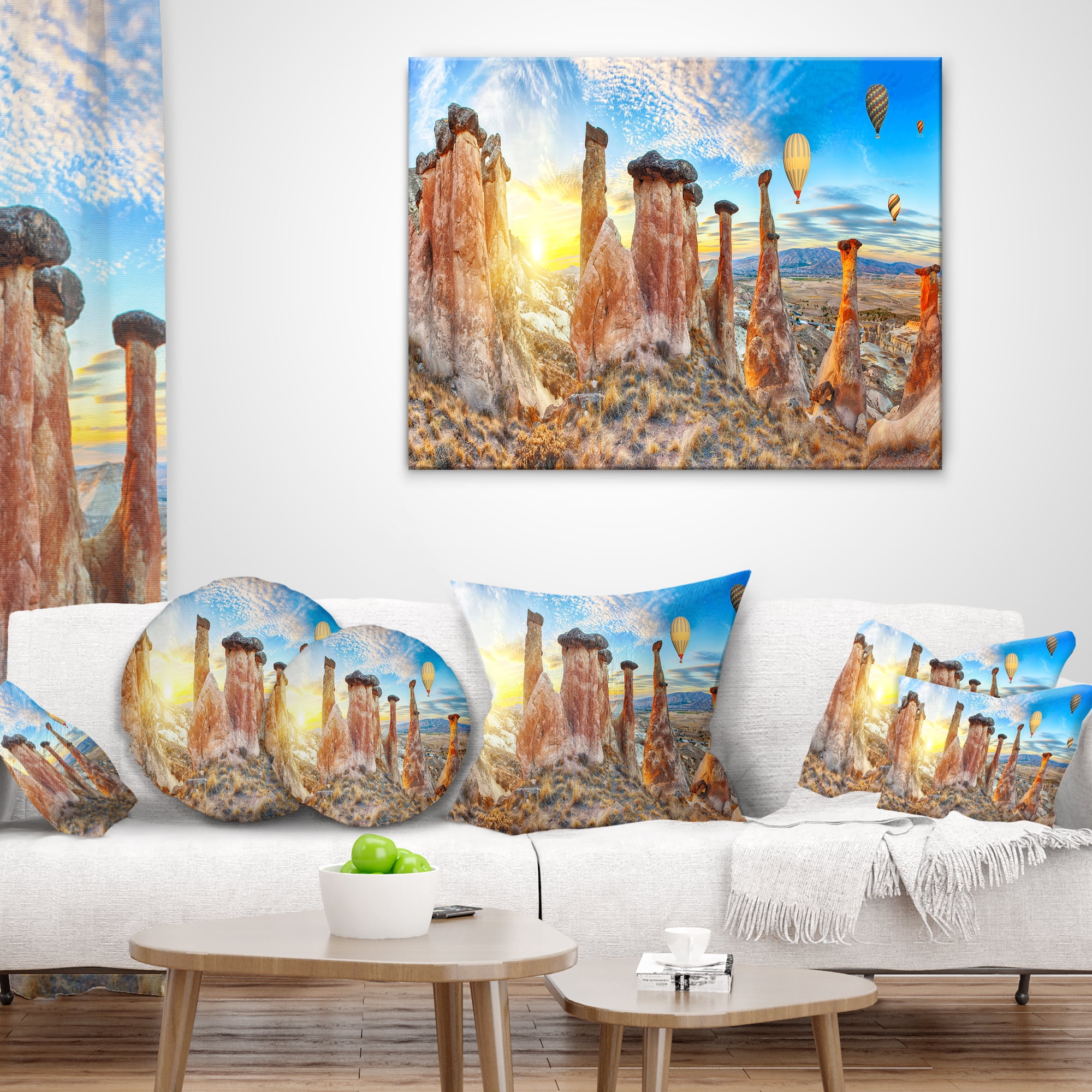 Designart Mushrooms - Landscape Photography Throw Pillow - 16x16