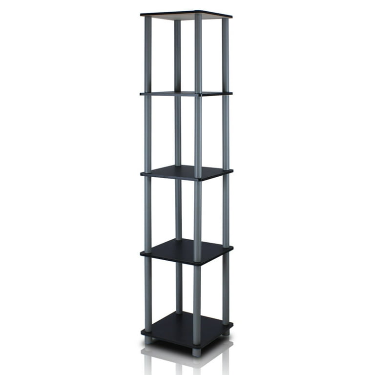 Furinno 57.7 in. Black/Espresso Plastic 5-shelf Corner Bookcase