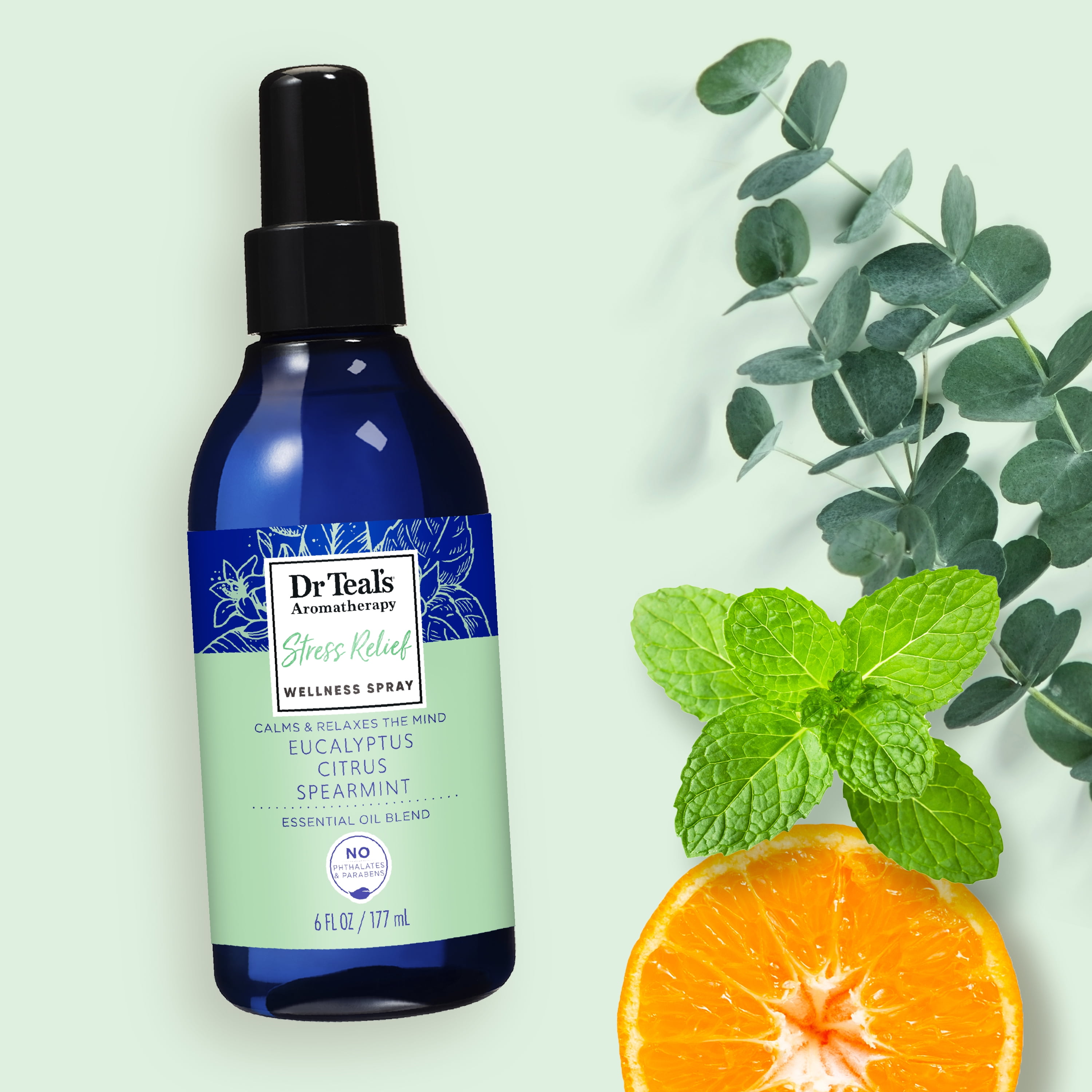 Dr Teal's Aromatherapy Body Mist, Room and Bedding Stress Relief Spray with Eucalyptus, Citrus & Spearmint, 6 fl oz