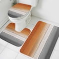 thumbnail image 3 of Orange Gray Bath Mat 3 Piece Bathroom Rug Set, Farmhouse Retro Gradient Wooden Grain Non Slip Bath Rug Contour Mat and Toilet Lid Cover, Absorbent Shower Mats Soft Bath Rugs and Mats Sets, 3 of 8