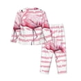 thumbnail image 2 of Kll Flamingo Print Women'S Long Sleeve Pajamas With Pants Sleepwear Loungewear 2 Set-Large, 2 of 9