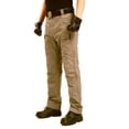 thumbnail image 2 of Pantalones de trabajo para hombre Nikou multibolsillos suaves elásticos ligeros informales para senderismo color caqui L, 2 of 11