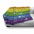 thumbnail image 3 of Pride Soft Flannel Fleece Throw Blanket, Horizontal Striped Flag Design with Gay Parade Colors and Little Hearts Dots, Cozy Plush for Indoor and Outdoor Use, 70" x 90", Multicolor, by Ambesonne, 3 of 6
