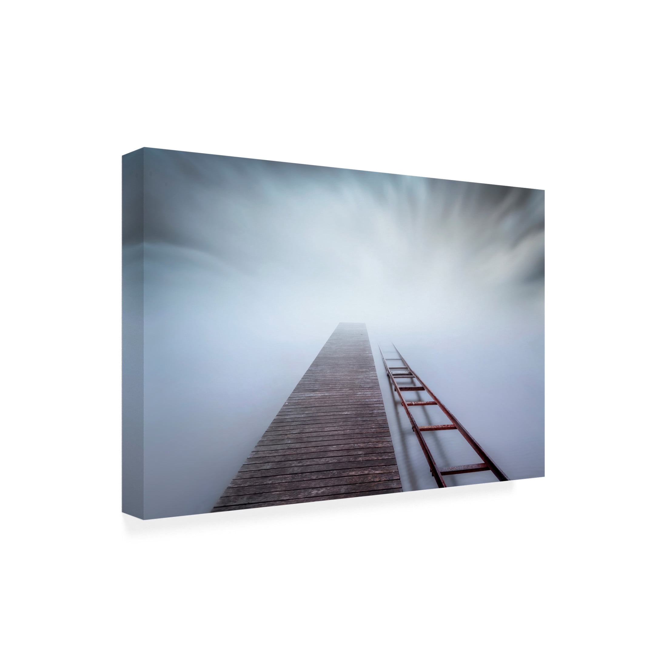 Canvas Wall Art - Joaquin Guerola 'Pier And Rail' Wall Art for Living Room, Bedroom, or Office D?cor by Trademark Fine Art - 24 x 16 Inches