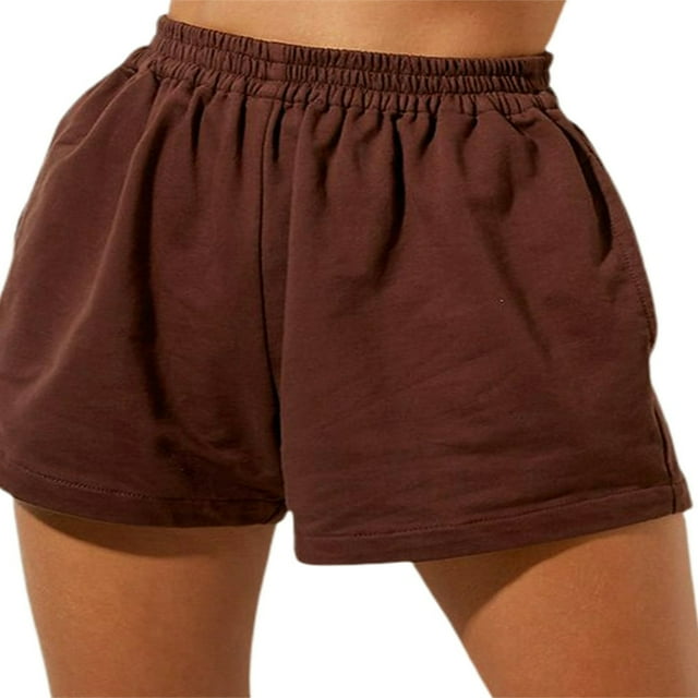 CNKOO Womens Workout Shorts Running Sweat Shorts Elastic High Waist Shorts with Pockets