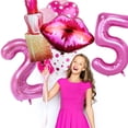 thumbnail image 3 of 1 Set de Ballons Rouge à Lèvres Numéro en Forme de Cœur Rose Étanche Réutilisable Décoration de Fête d'Anniversaire pour Femmes, 3 of 7