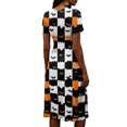 thumbnail image 5 of Halloween Dresses for Women Pumpkin V Neck Spider Vintage Wedding Guest Dress Bat Short Sleeve Fall Wrap Dresses 3XL, 5 of 5