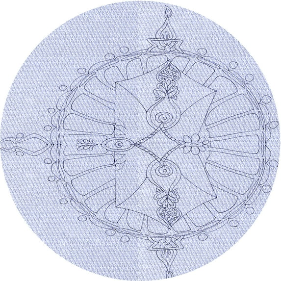 Ahgly Company Machine Washable Indoor Round Transitional Denim Blue Area Rugs, 7' Round