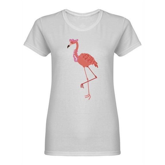 Bright Summer Pink Flamingo  Shaped T-Shirt Women -Image by Shutterstock, Female Small