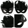 thumbnail image 3 of Unique Bargains 1 Pc Sequined Feathers Party Mask Black Plastic Feather, 3 of 5