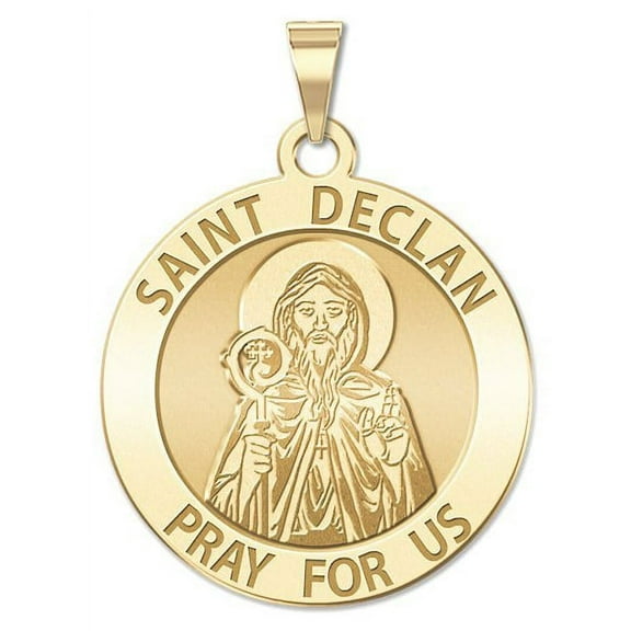 PicturesOnGold.com Saint Declan Religious Medal Necklace Pendants - 1 x 1 inch -Solid 14K Yellow Gold
