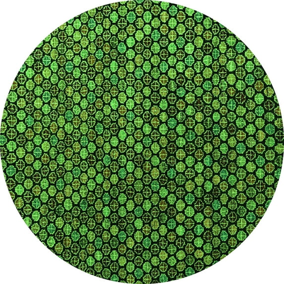 Ahgly Company Indoor Round Abstract Green Modern Area Rugs, 4' Round