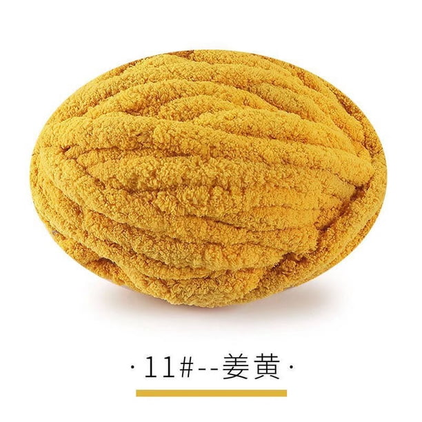 Nvzi 1 paquete de hilo de terciopelo de chenilla para tejer, lana gruesa y cálida para tejer a crochet, para hacer tejidos a mano, 250 g, amarillo oscuro