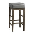 thumbnail image 2 of Lexicon 29 Inch Pub Height Wooden Bar Stool Leather Seat Barstool, Gray (2 Pack), 2 of 4