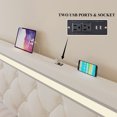 Kallabe Queen Bed Frame with 4 Drawers and LED Adjustable Button PU Leather Headboard, Charging Station, White