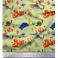 thumbnail image 1 of Soimoi Poly Georgette Fabric Coral,Whale & Jellyfish Ocean Print Fabric by The Yard 42 Inch Wide, 1 of 1