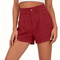 thumbnail image 5 of Gym Shorts Women Plus Size New Summer Shorts for Women High Waist Pleated Button Zipper Loose Shorts Classic Rolled Hem Bottoms with Pockets Wine XXL, 5 of 7
