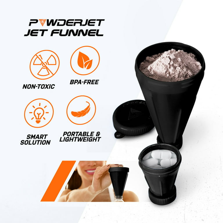 3-in-1 Protein Funnel Powder Device, Protein Powder Containers to Go, and  Powder Mixer, Tight-Lock Containers for Protein Powder and Pre Workout