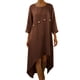thumbnail image 3 of TaTaai Women's Spring Summer Casual Dress 3/4 Sleeve Round Neck Solid Color Loose Fit Hi-Lo Hem Ankle Length Shift Dress Soft Stretchy Gift, 3 of 7