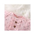 thumbnail image 4 of Newborn Girl Romper Outfits Long Sleeve Floral Printed Ruffles Decor O-Neck Overalls + Bow-Knot Headband Set, 4 of 9