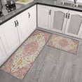 thumbnail image 3 of 2 Piece Bohemian Light Pink Ethnic Rug Rug Kitchen Rug Set, Decor Kitchen Rugs, Absorbent Non-Slip Washable Floor Mats, Home Indoor Runner Rugs 17"x47"+17"x30", 3 of 7