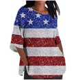 thumbnail image 1 of Camiseta Suelta Impresa con Manga 3/4 Cortada, Camisetas de Algodón Casuales Y Transpirables para Mujeres, 1 of 5