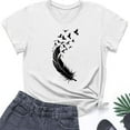 thumbnail image 4 of Tbopshirt Womens Tops,T-Shirts for Women Short Sleeve,Summer Tops Round Neck Feather Printed,S-XXXL,Plus Size Tshirts, 4 of 4