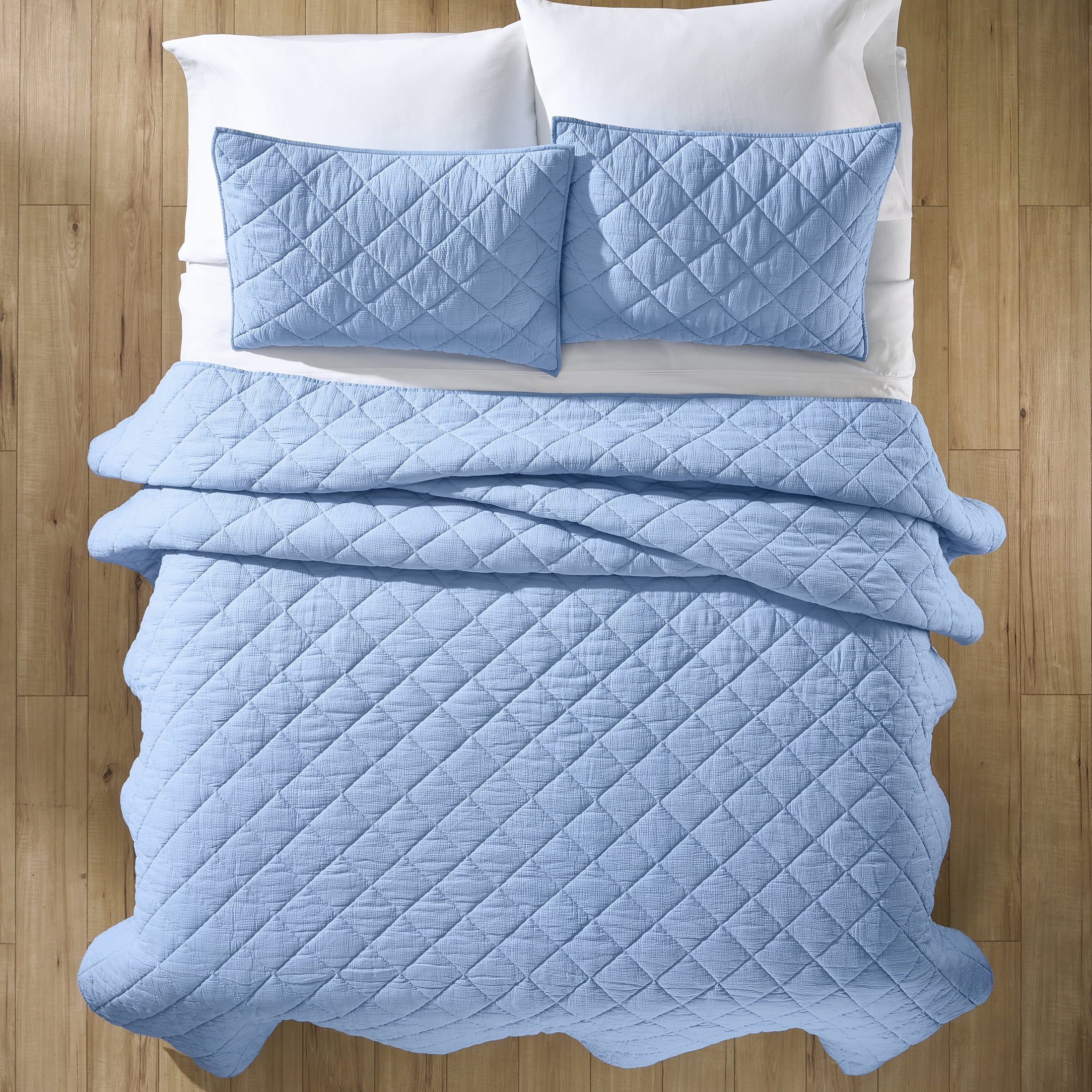 Better Homes & Gardens Diamond Gauze Quilt, Blue, Full/Queen, All Ages
