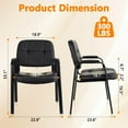 thumbnail image 3 of CLATINA Waiting Room Guest Chair with Bonded Leather Padded Arm Rest for Office Reception and Conference Desk Black 2 Pack, 3 of 9