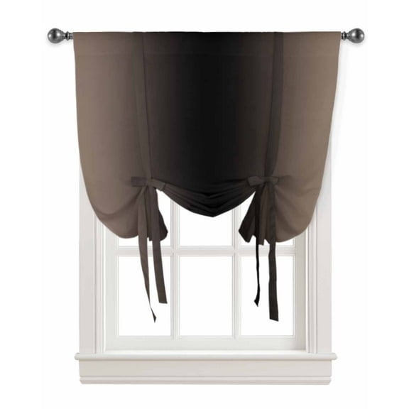 Brown Black Ombre Tie Up Curtains for Kitchen Bathroom Bedroom Windows 45 Inch Length, Modern Abstract Gradient Color Art Balloon Drape Curtains Shade Rod Pocket Drapery Curtain Panel, 42"x54"