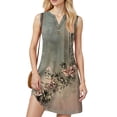 thumbnail image 4 of WTOBBY Women's Fashion Casual Printed V-Neck Button Vest Sleeveless Dress with Pocket, Floral Print Design for Summer Outfits, Perfect for Beach and Holiday Vacations,Army Green L, 4 of 5
