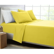 Amrapur Overseas 4-Piece Bright Solid Microfiber Adult Sheet Set, Yellow, King