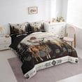 thumbnail image 3 of jejeloiu Jungle Ear Bear 7pcs Bedding Comforter Set,Natural Scenery Queen Bedding Sets,Retro Aztec Geometric Queen Sheet Sets For Adults,Microfiber Bedroom Decor Reversible, 3 of 8