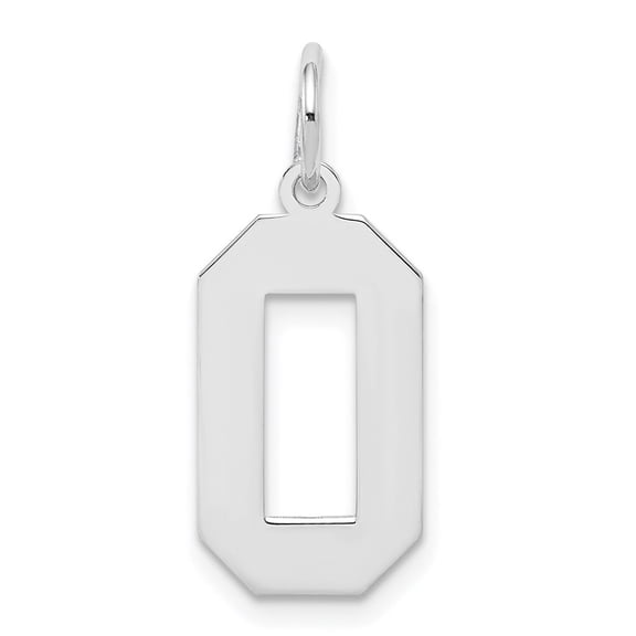 Diamond2Deal 925 Sterling Silver Rhodium-Plated Polished Number 0 Charm Pendant for Women