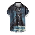 thumbnail image 2 of Blusa y camisa de manga corta con cuello vuelto para hombre, blusa informal de moda con cuello vuelto, blusa estampada de manga corta con botones, blusa de poliéster para hombre, 2 of 5