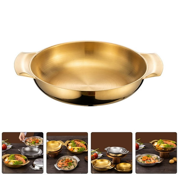 WHAMVOX 1Pack Kitchen Cooking Pot With Design 8.3x6.3x1.4in Golden Stainless Steel