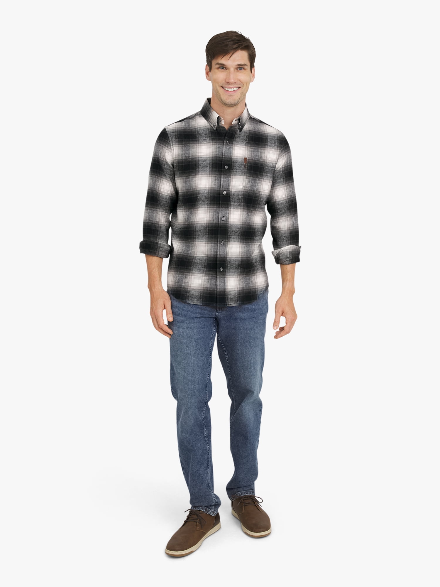 Chaps Men's and Big Men's Comfort Stretch Flannel Shirt, Sizes S-2XL
