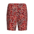 thumbnail image 2 of Lsque Vintage Red Paisley Mens Sleep Pajama Shorts,Short Pajama Pants, Cotton Ultra-Soft Knit-Large, 2 of 9