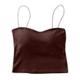 thumbnail image 2 of Mifsaly Camisole with Built in Bra for Women Square Neck Spaghetti Strap Cami Shirts Seamless Lightweight Slim Fit Layering Tank Tops Coffee,Free Size, 2 of 6