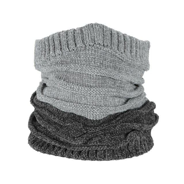 Unique Bargains Cache-Cou d'Hiver, Cache-Cou Tricoté pour Homme, Gris Pâle et Gris Foncé