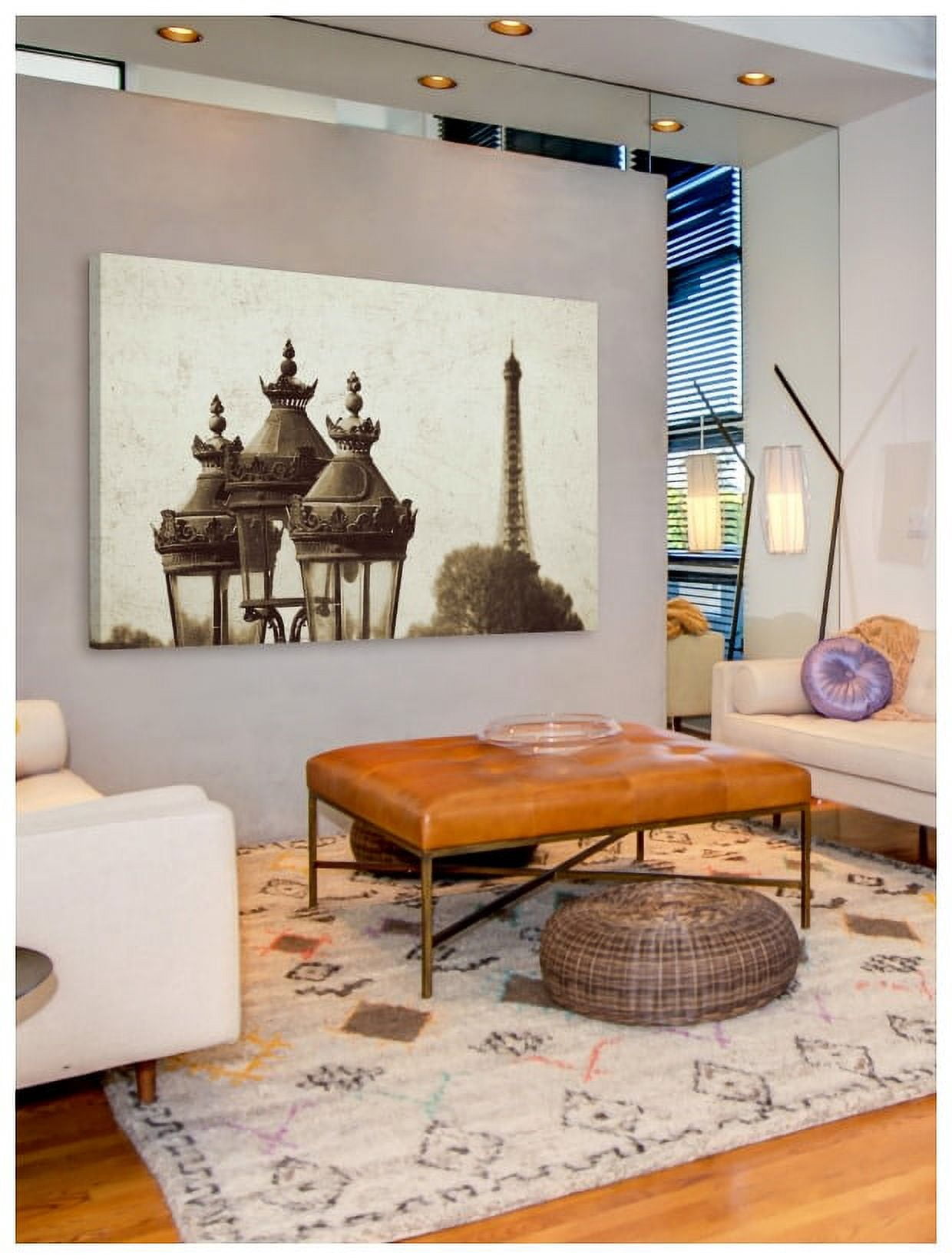 "Lamps and Eiffel Tower" Painting Print on Wrapped Canvas