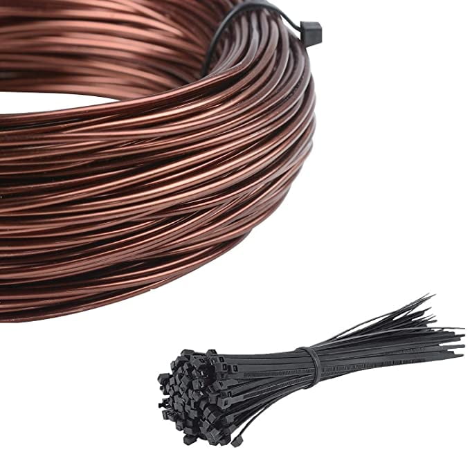 diollo Total 66 Feets Bonsai Training Wire and 100 Pieces of Cable tie (33 Feets Anodized Copper + 33 Feets Aluminum)